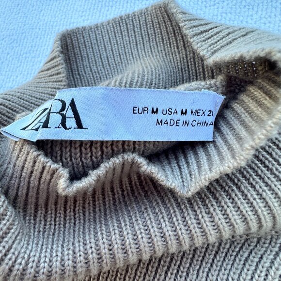 Zara Cowl Neck Short Sleeve Sweater Tee Shirt Mid Length Classy - M - Picture 4 of 4